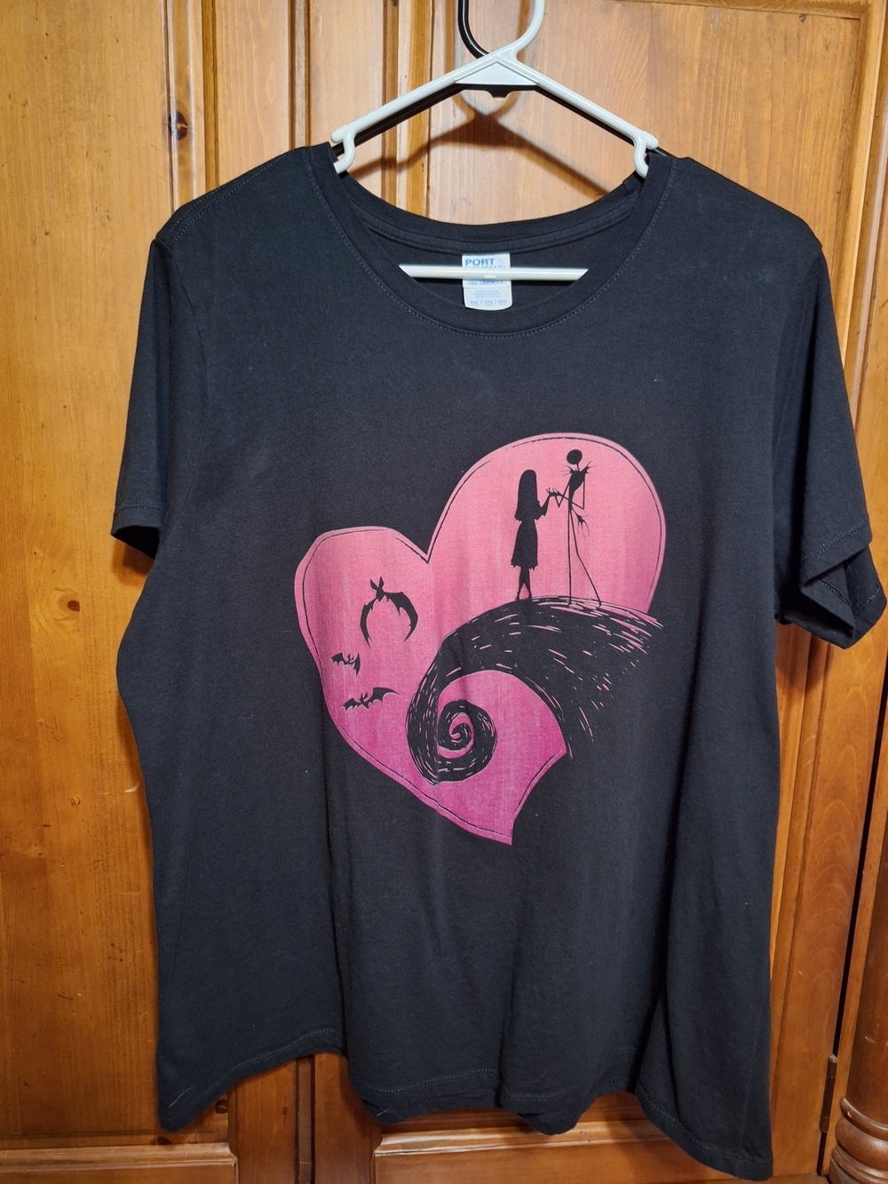 Disney Black Tee with Pink Heart Nightmare Before Christmas Graphic
